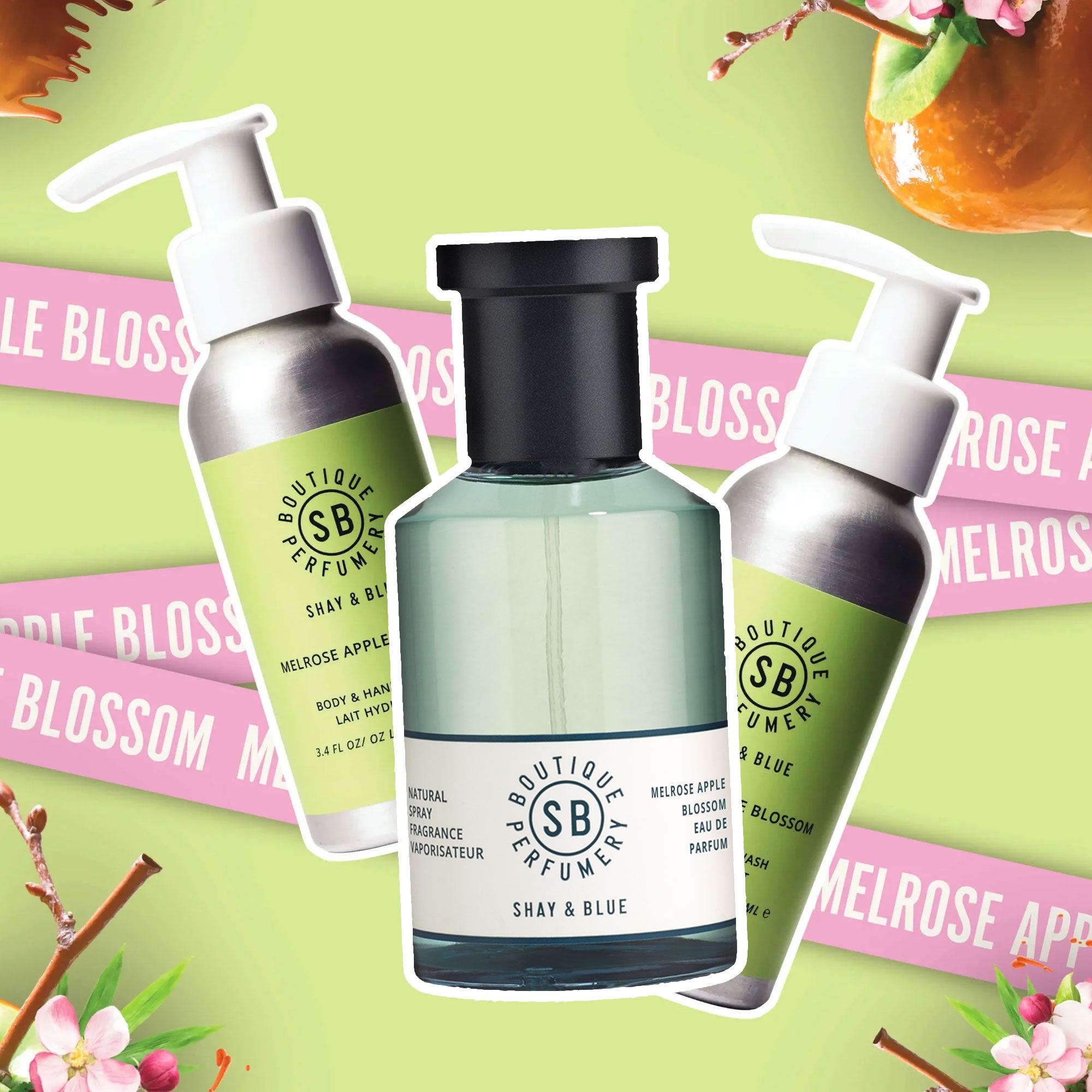 Melrose Apple Blossom Collection – Fresh apple blossom and crisp bamboo sparkle in a bright, uplifting green floral.