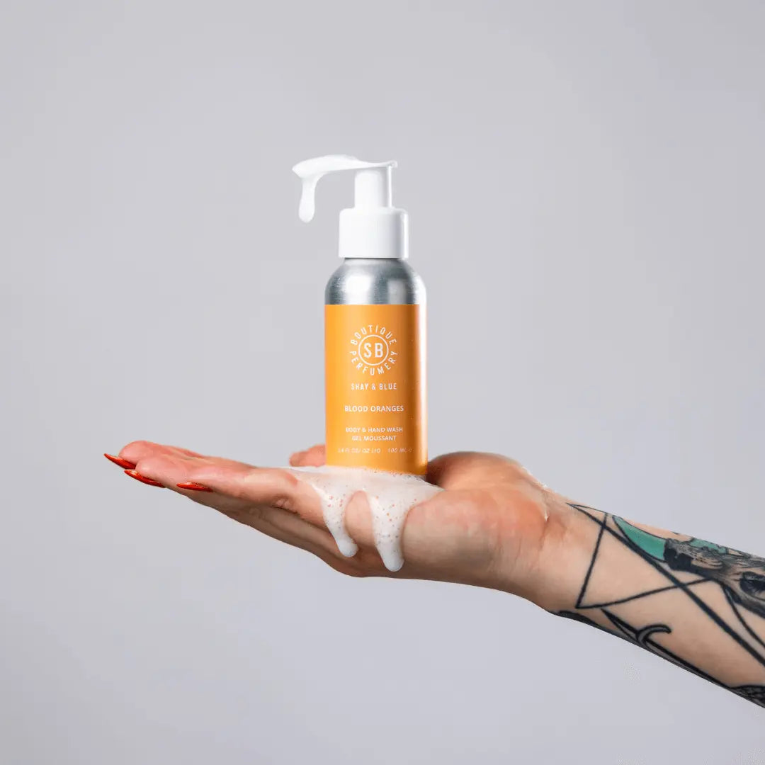 Blood Oranges Hand & Body Wash 3.4oz 3.4oz – Juicy blood oranges burst with citrus energy, mellowed by sun-warmed musk.