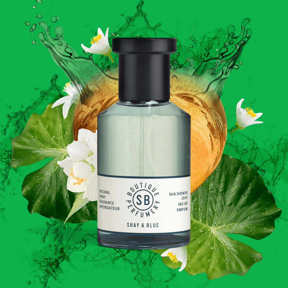Rain Shower Leaf Limited Edition Fragrance 100ml | Wake up and smell the rain with this undoubtably unisex floral - dripping with bracing sprays of cool freshness. | Clean All Gender Fragrance | Shay & Blue
