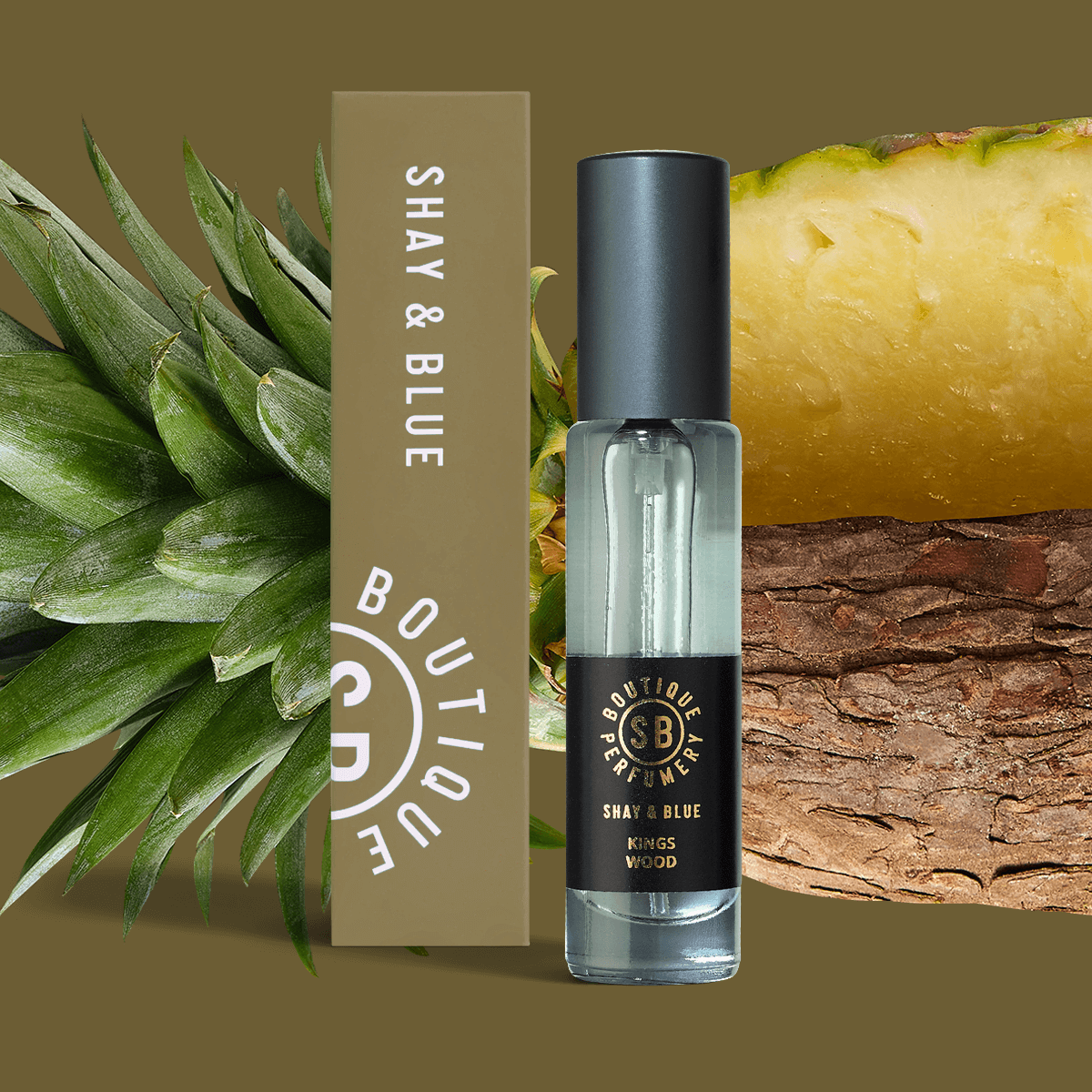 Kings Wood Fragrance Concentrate 10ml | Fresh pineapple with the natural aroma of fearn leaves. | Clean All Gender Fragrance | Shay & Blue