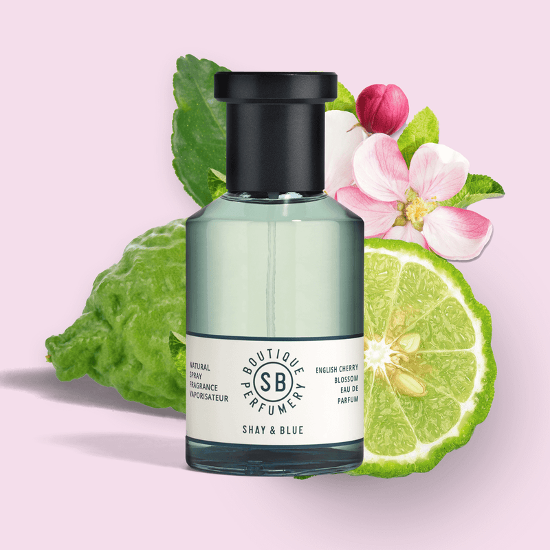 English Cherry Blossom Fragrance 100ml | Airy blossom with black cherries, fig and bergamot for a sparkling citrus lift. | Clean All Gender Fragrance | Shay & Blue